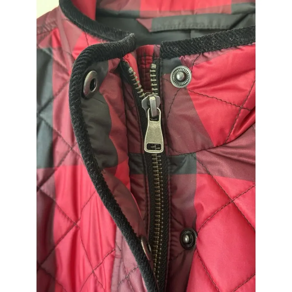 Talbots Puffer Jacket Women's Womens s Red Tartan Plaid Full Zip Snap Up Preppy - Picture 3 of 9